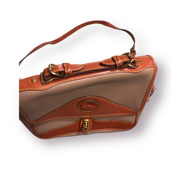 Dooney & Bourke AWL Vintage Satchel Taupe leather Carrier messenger bag purse - Picture 4 of 8